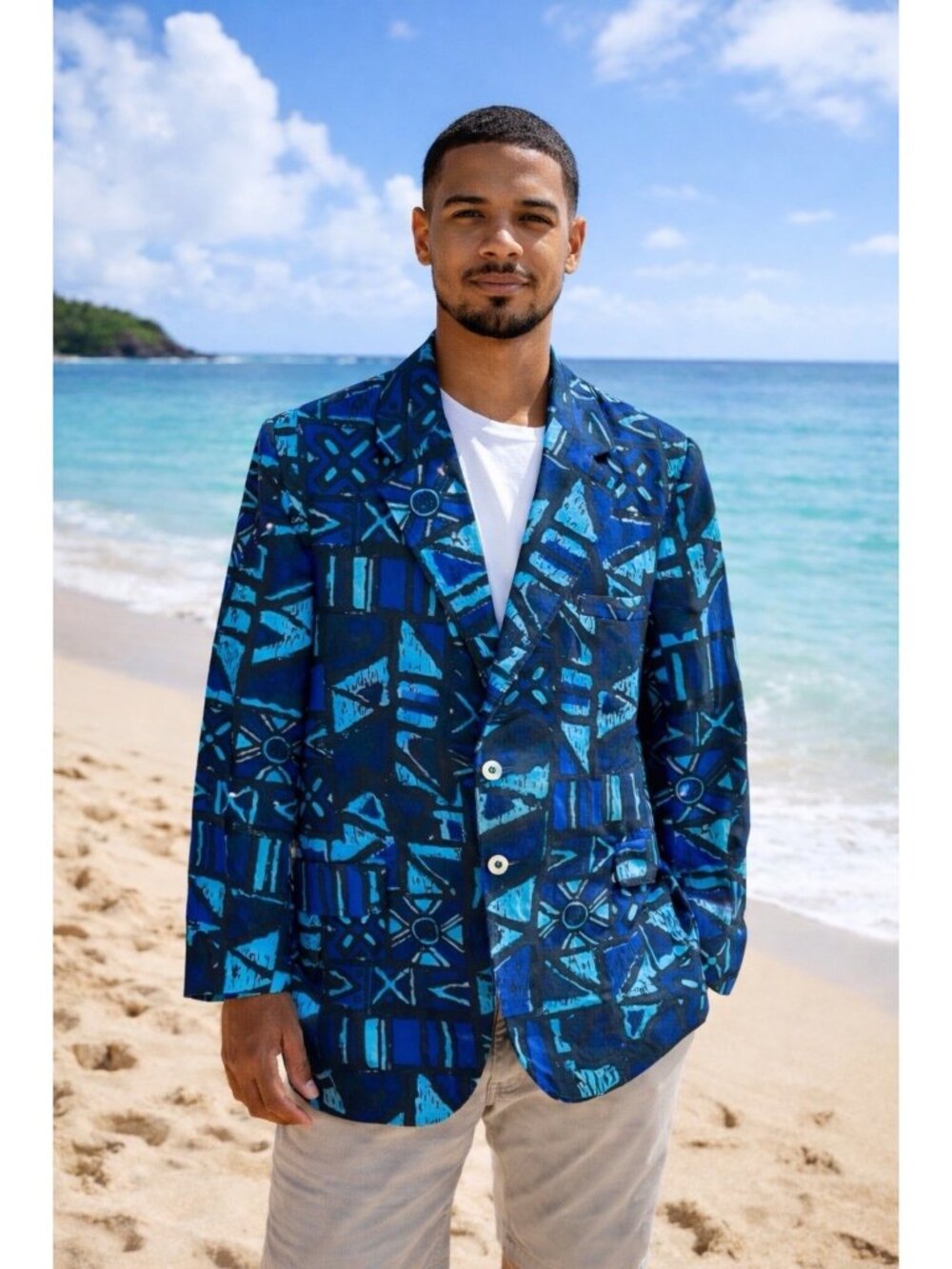 VTG RARE Sandwich Isles Tiki Sport Coat Blazer Jacket 36R 1960s! Blues Travel
